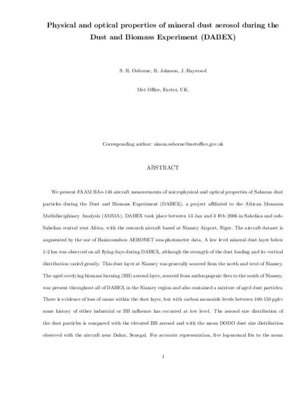 (PDF) Physical and optical properties of mineral dust aerosol during ...