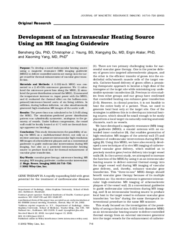 (PDF) Development of an intravascular heating source using an MR ...