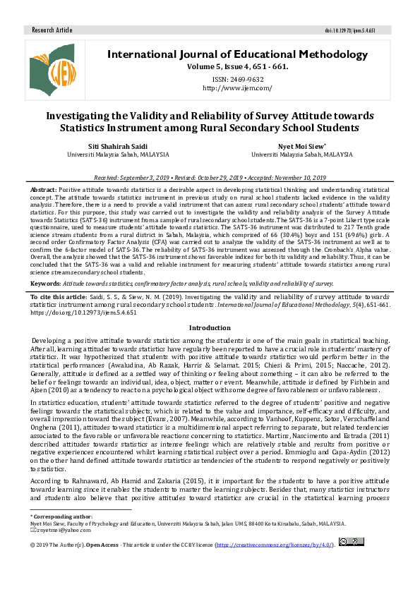 (PDF) Investigating the Validity and Reliability of Survey Attitude ...