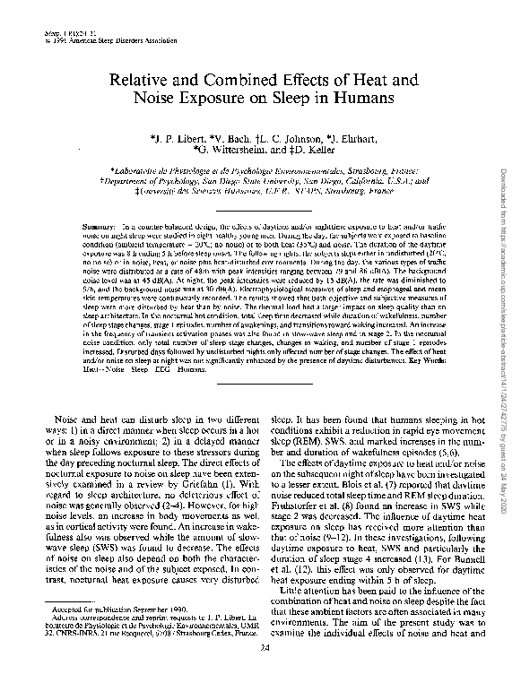 (PDF) Relative and combined effects of heat and noise exposure on sleep ...