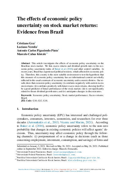 (PDF) The effects of economic policy uncertainty on stock market ...