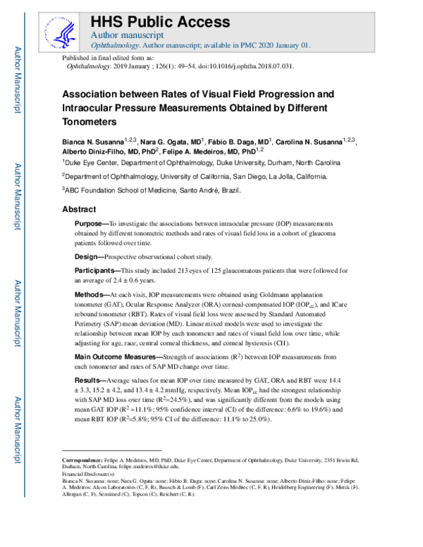 (PDF) Association between Rates of Visual Field Progression and ...