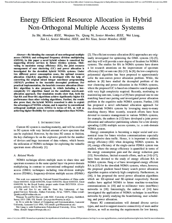 (PDF) Energy Efficient Resource Allocation in Hybrid Non-Orthogonal ...