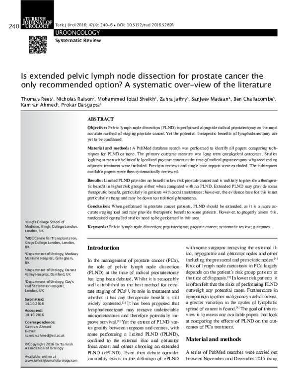 (PDF) Is extended pelvic lymph node dissection for prostate cancer the ...