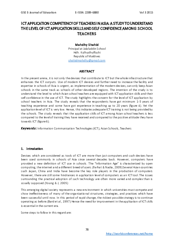 (PDF) Ict Application Competency of Teachers in Asia: A Study to ...
