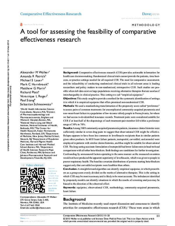 (PDF) A tool for assessing the feasibility of comparative effectiveness ...
