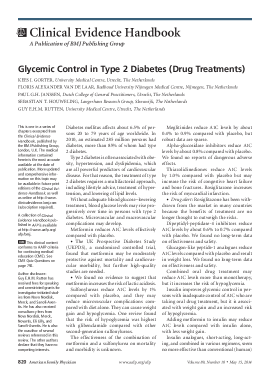 (PDF) Glycemic Control in Type 2 Diabetes (Drug Treatments)