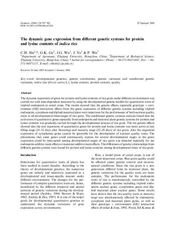 (PDF) The dynamic gene expression from different genetic systems for ...