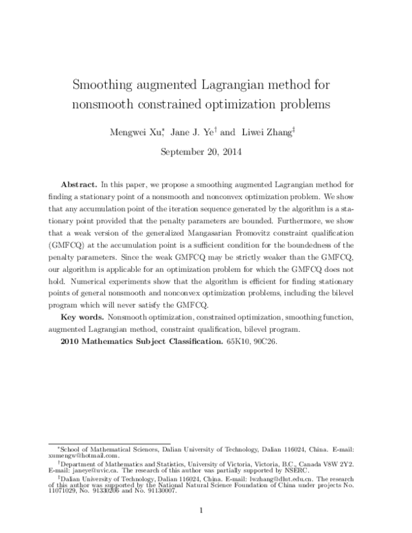 (PDF) Smoothing augmented Lagrangian method for nonsmooth constrained ...