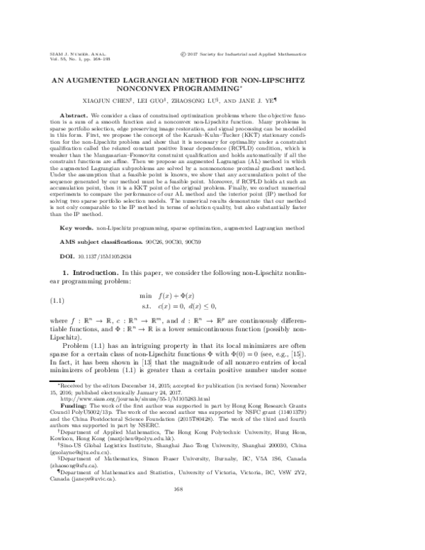 (PDF) An Augmented Lagrangian Method for Non-Lipschitz Nonconvex ...