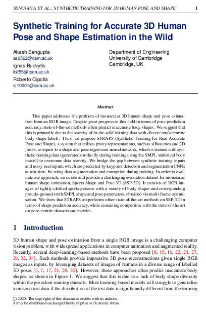 (PDF) Synthetic Training for Accurate 3D Human Pose and Shape ...