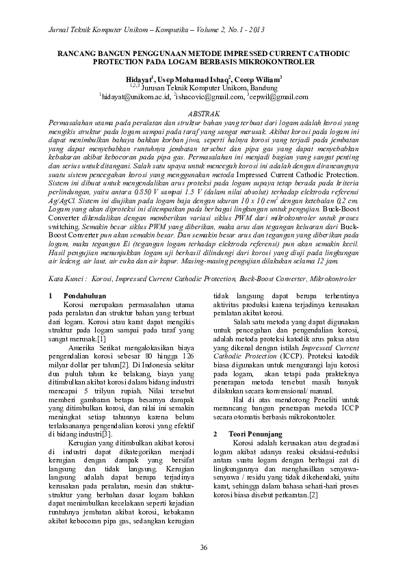 (PDF) Rancang Bangun Penggunaan Metode Impressed Current Cathodic