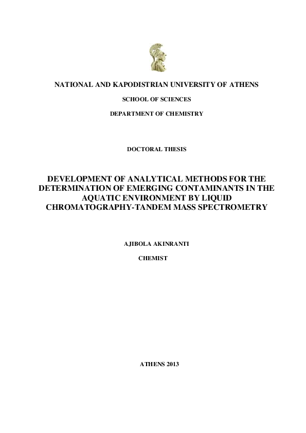 (PDF) Development of analytical methods for the determination of ...