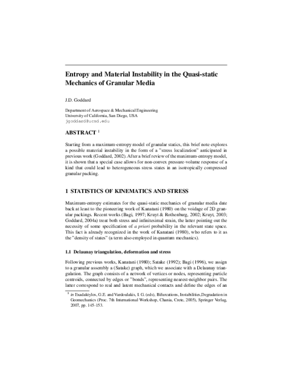 (PDF) Entropy and Material Instability in the Quasi-Static Mechanics of ...
