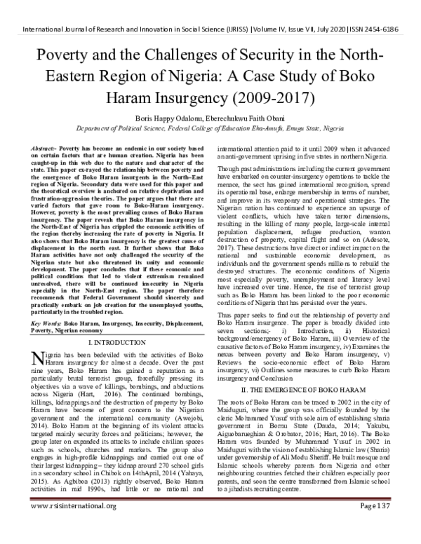 (PDF) Poverty and the Challenges of Security in the North-Eastern ...