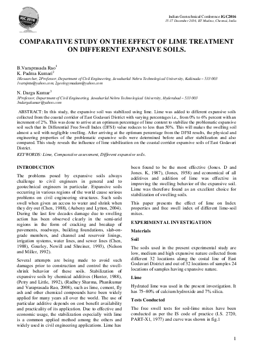 (PDF) Comparative Study on the Effect of Lime Treatment on Different ...