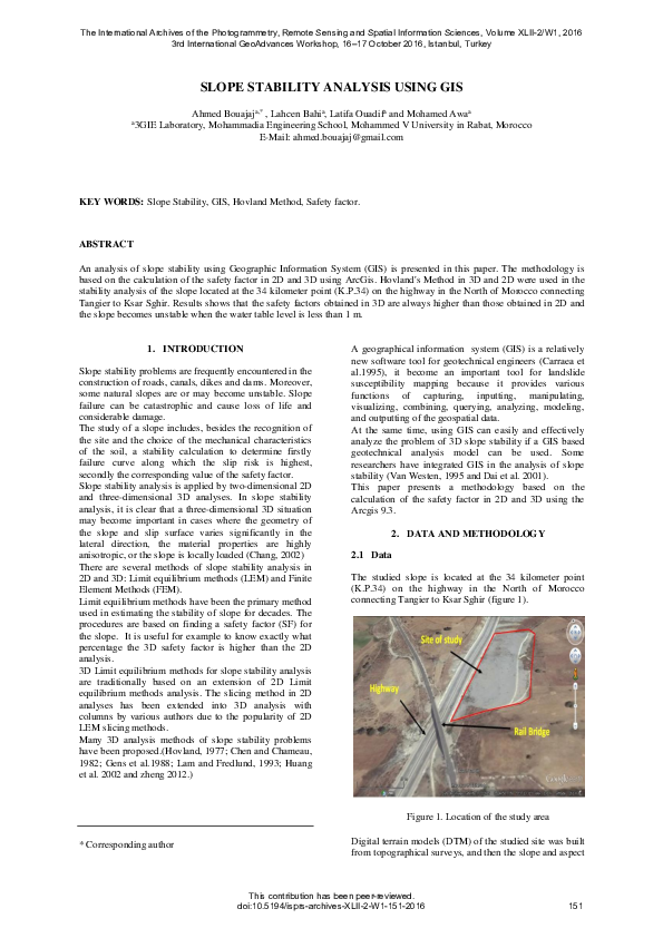 (PDF) Slope Stability Analysis Using Gis