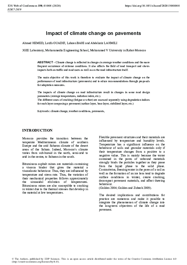 (PDF) Impact of climate change on pavements