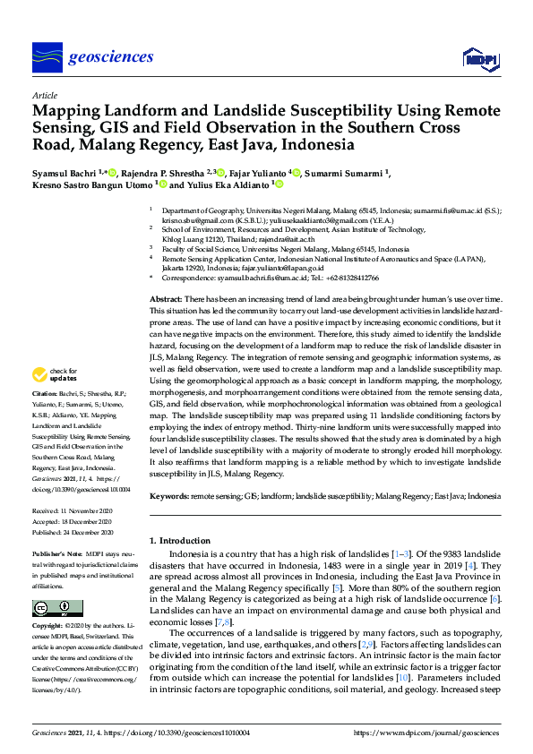 (PDF) Mapping Landform and Landslide Susceptibility Using Remote ...