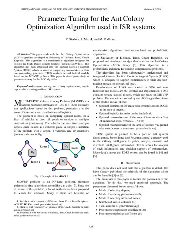 (PDF) Parameter Tuning for the Ant Colony Optimization Algorithm used ...