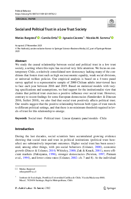 (PDF) Social and Political Trust in a Low Trust Society