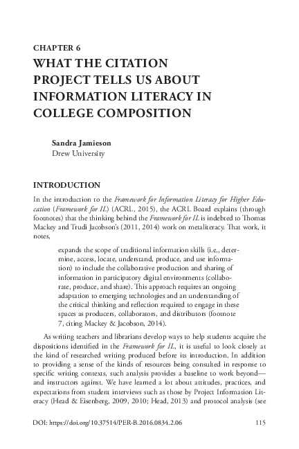 (PDF) Chapter 6. What the Citation Project Tells Us about Information ...