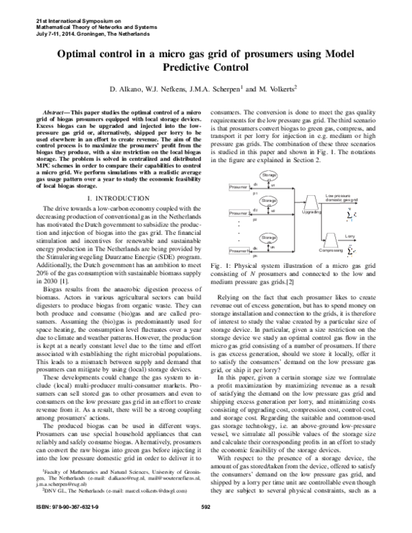 (PDF) Optimal control in a micro gas grid of prosumers using Model ...