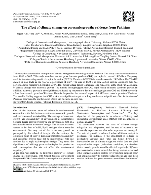 (PDF) The effect of climate change on economic growth: evidence from ...