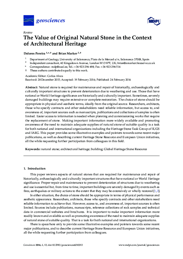 (PDF) Heritage Stone 1. Repair and Maintenance of Natural Stone in ...