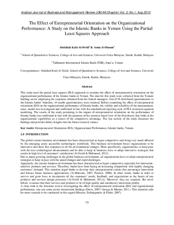 (PDF) The Effect of Entrepreneurial Orientation on the Organizational ...