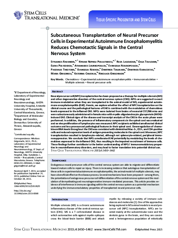 (PDF) Subcutaneous Transplantation of Neural Precursor Cells in ...