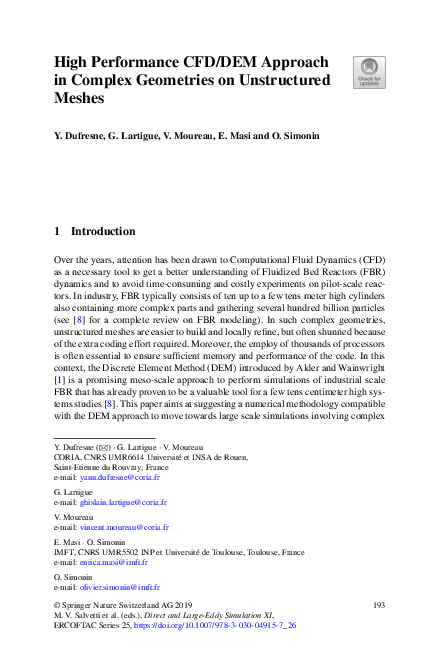 (PDF) High Performance CFD/DEM Approach in Complex Geometries on ...