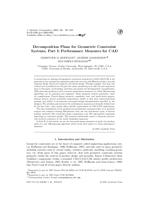 (PDF) Decomposition plans for geometric constraint systems, Part I ...