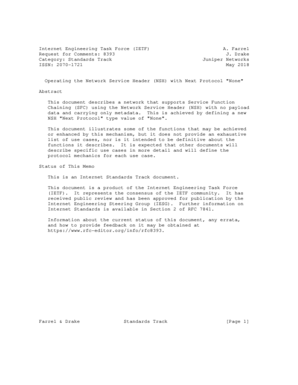 (PDF) Operating the Network Service Header (NSH) with Next Protocol 