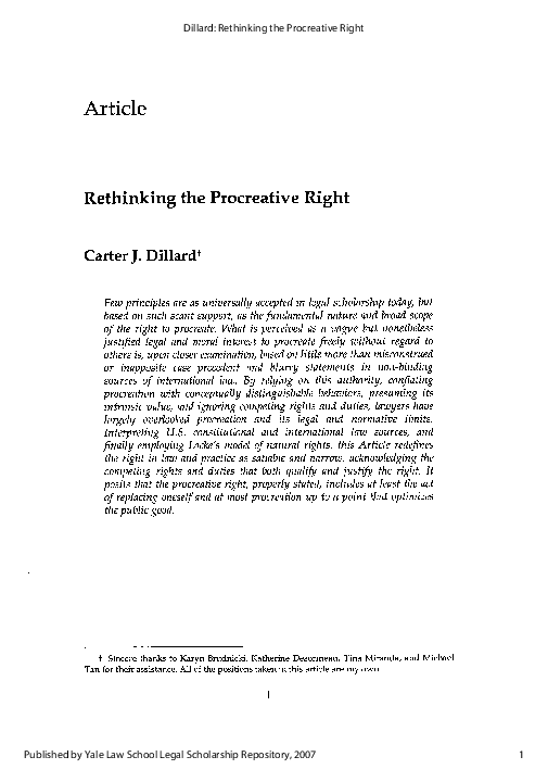 (PDF) Rethinking the Procreative Right