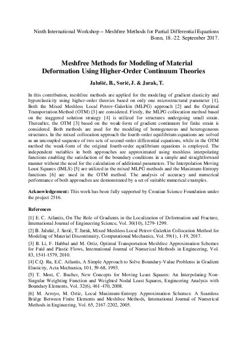 (PDF) Meshfree Methods for Modeling of Material Deformation Using ...