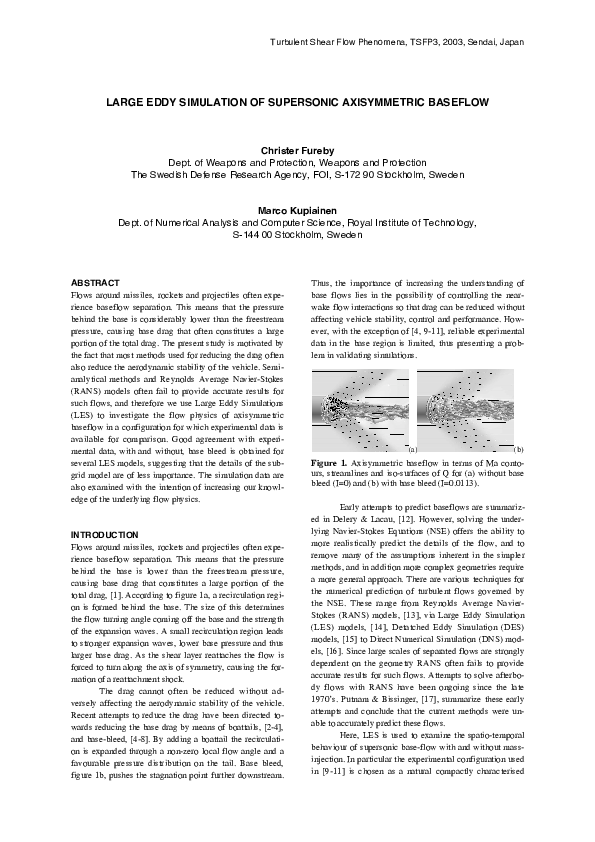 (PDF) Large eddy simulation of supersonic axisymmetric baseflow