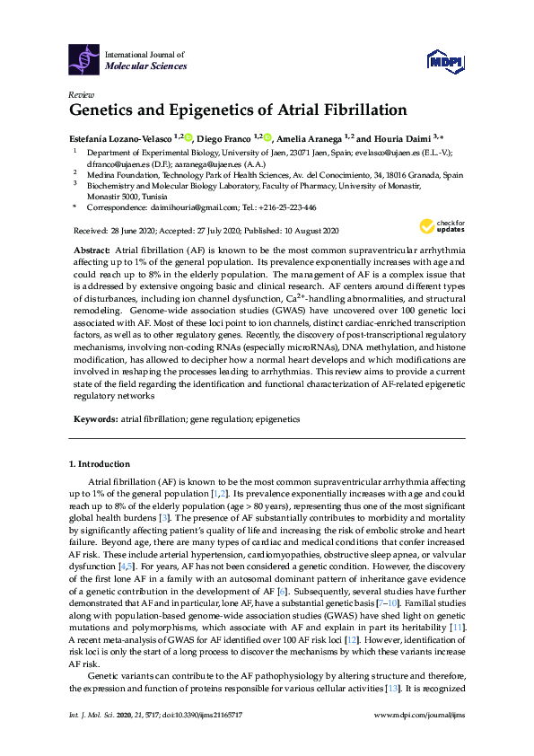 (PDF) Genetics and Epigenetics of Atrial Fibrillation