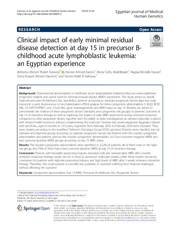 (PDF) Clinical impact of early minimal residual disease detection at ...