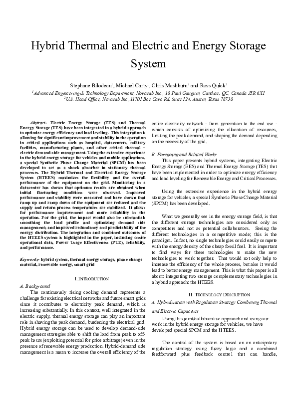 (PDF) Hybrid Thermal and Electric and Energy Storage System