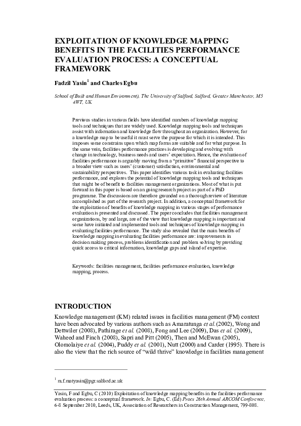 (PDF) Exploitation of knowledge mapping benefits in the facilities ...