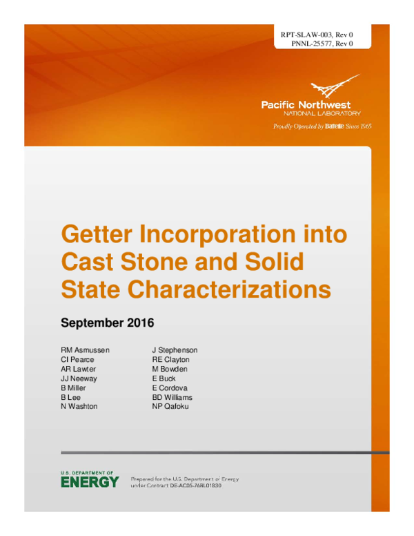 (PDF) Getter Integration in Waste Form Performance