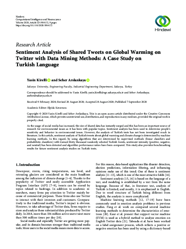 (PDF) Sentiment Analysis of Shared Tweets on Global Warming on Twitter ...