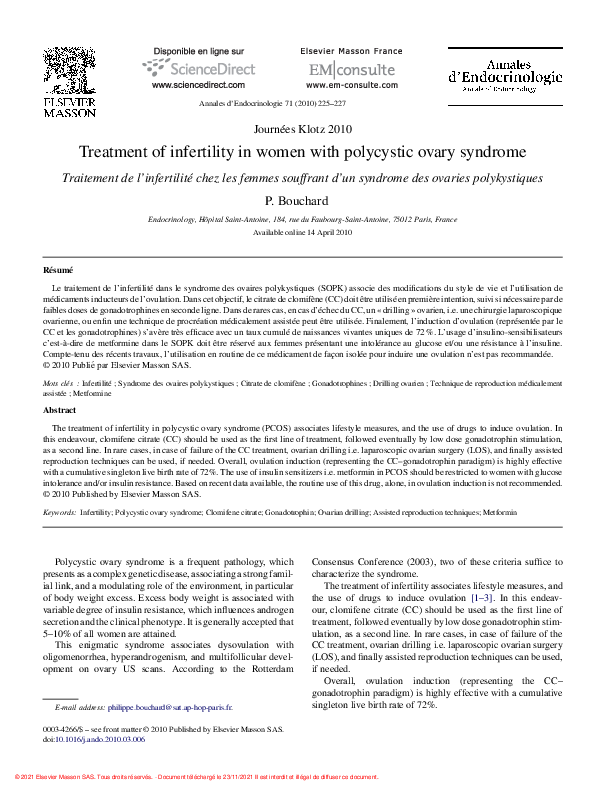 (PDF) Treatment of infertility in women with polycystic ovary syndrome ...