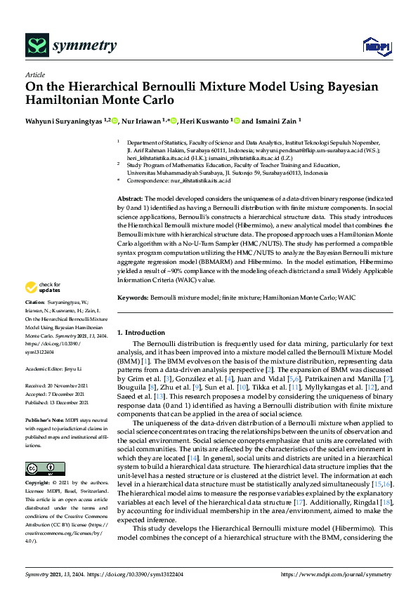 (PDF) On the Hierarchical Bernoulli Mixture Model Using Bayesian ...