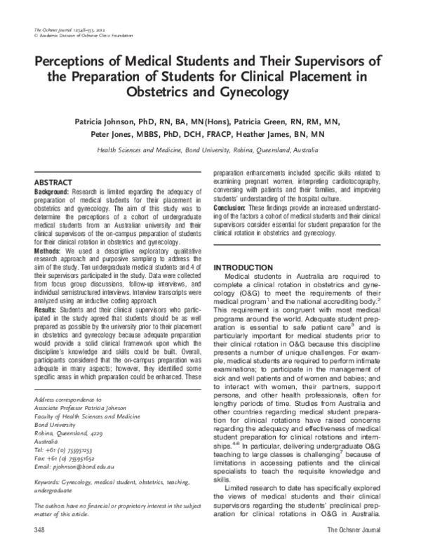 (PDF) Perceptions of medical students and their supervisors of the ...