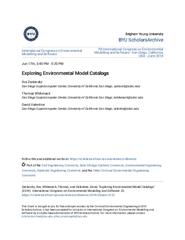 (PDF) Exploring Environmental Model Catalogs