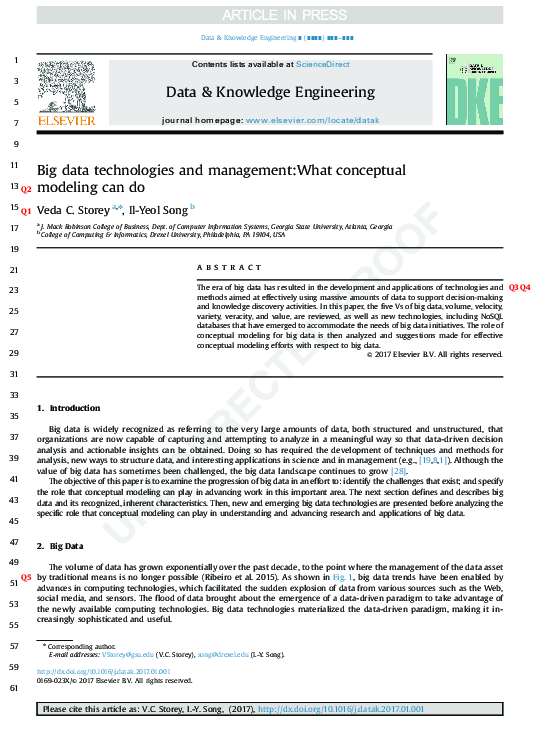 (PDF) Big data technologies and management:What conceptual modeling can do
