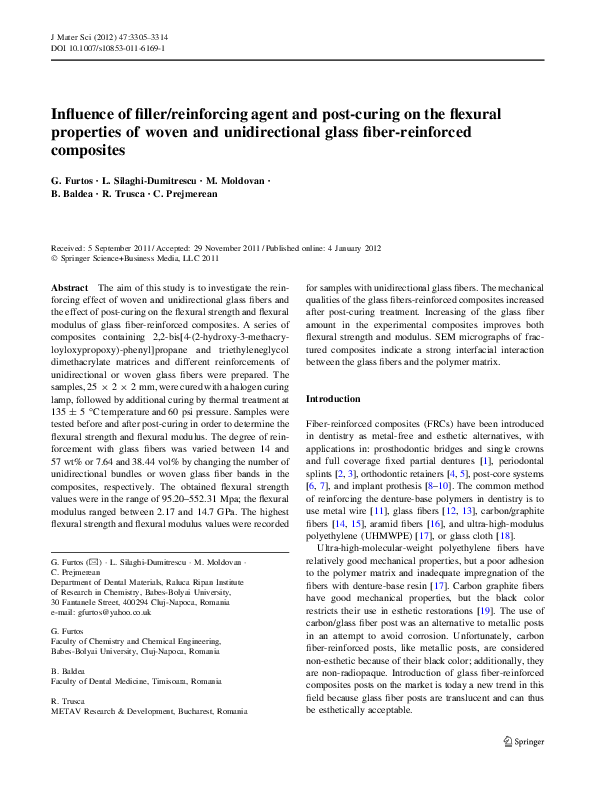 (PDF) Influence of filler/reinforcing agent and post-curing on the ...