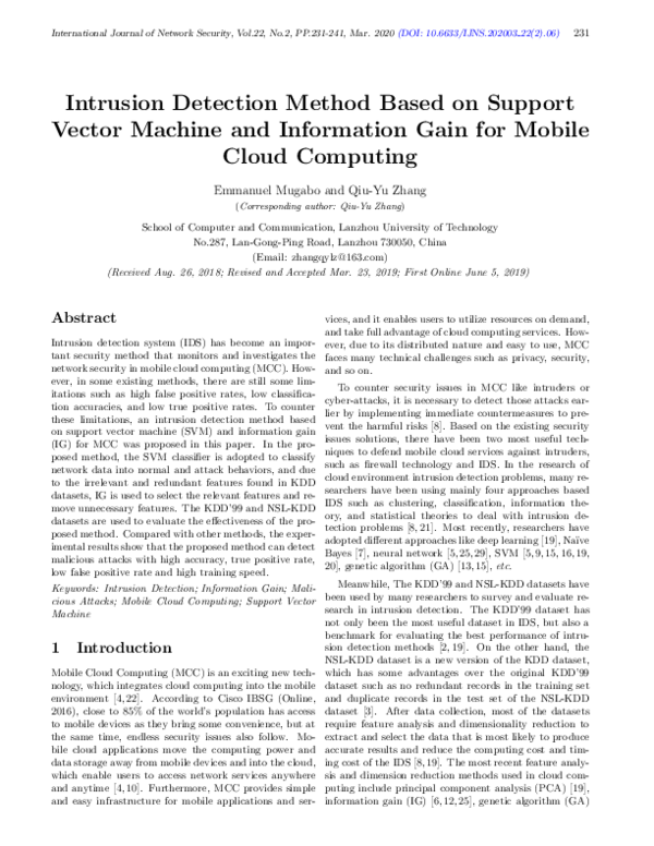 (PDF) Intrusion Detection Method Based on Support Vector Machine and ...